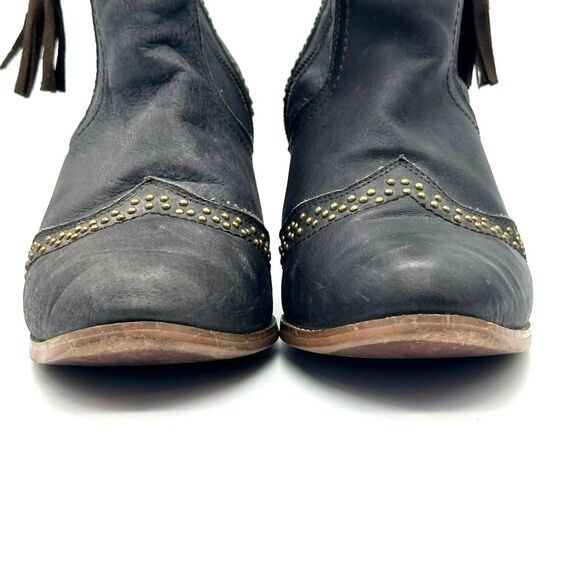 Dingo Leather Boots Studded Grey Tassel Zip Up Country Western Women's Size 10 - Picture 7 of 12